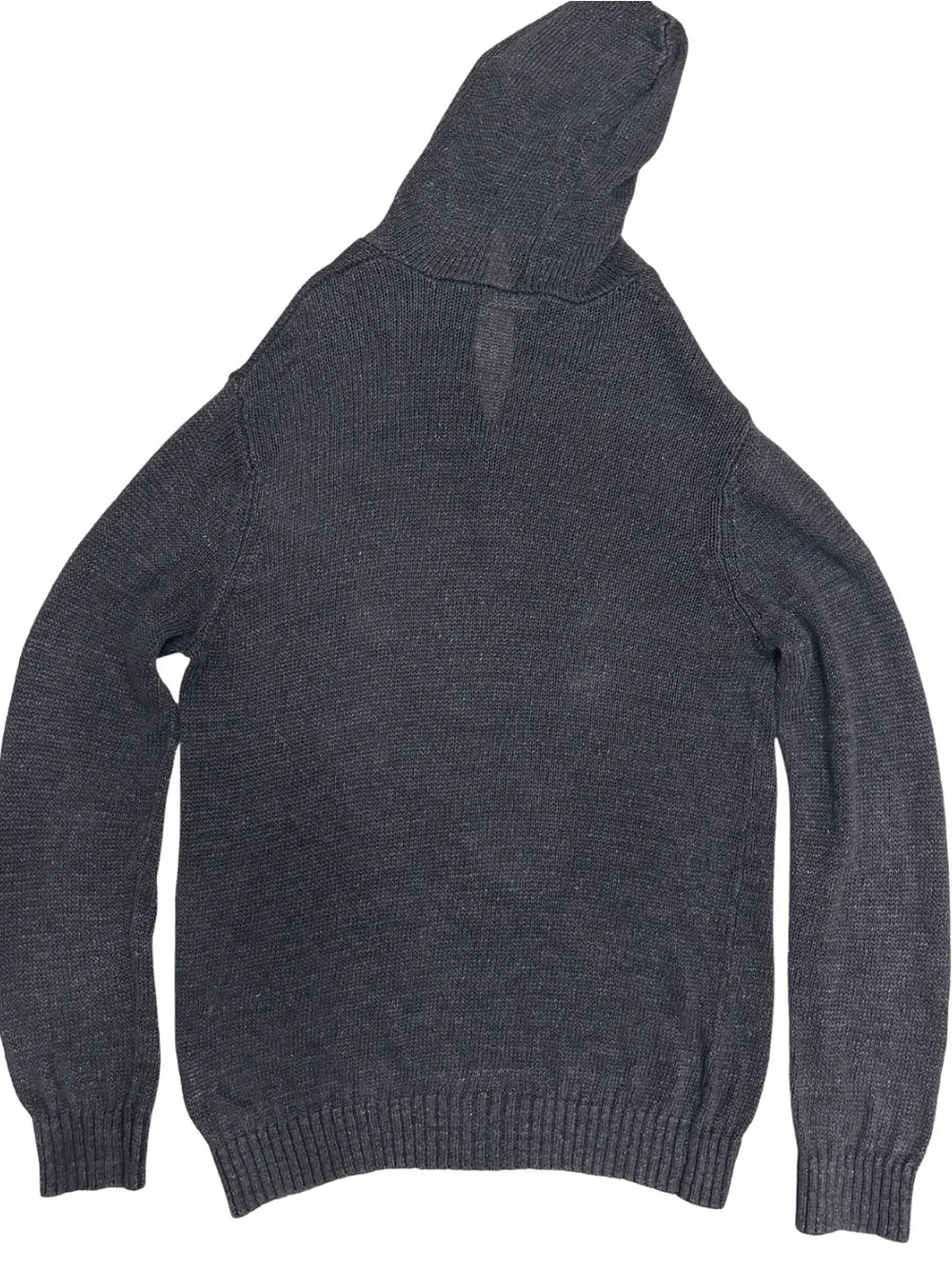 Vince 100% Linen Knit Hoodie Charcoal Gray SZ Medium Quiet Luxury Coastal EUC